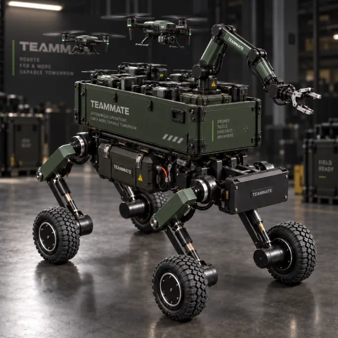 Teammate Hive-R drone support platform with a manipulation arm