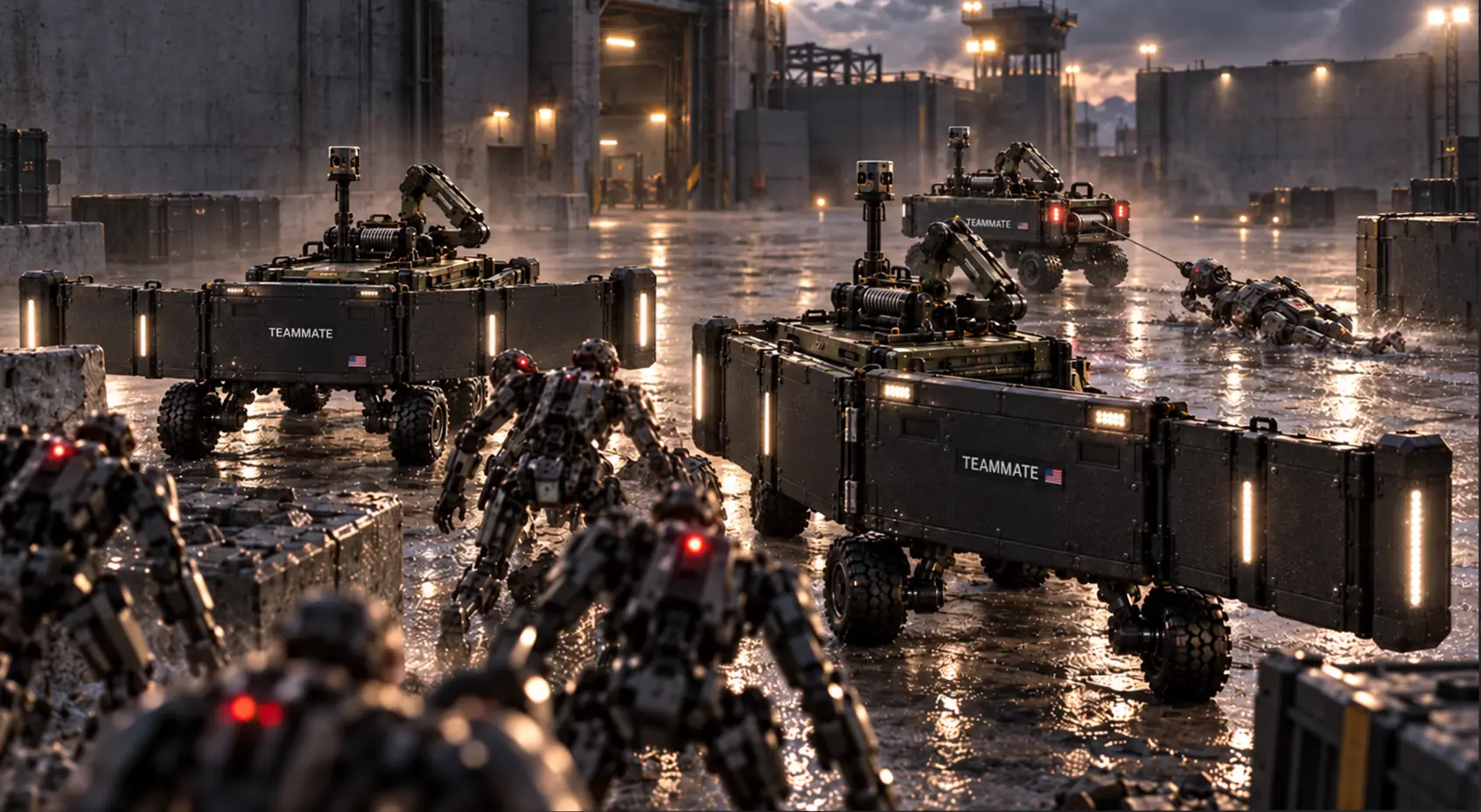 Multiple Teammate Interceptors coordinating around unmanned ground hazards